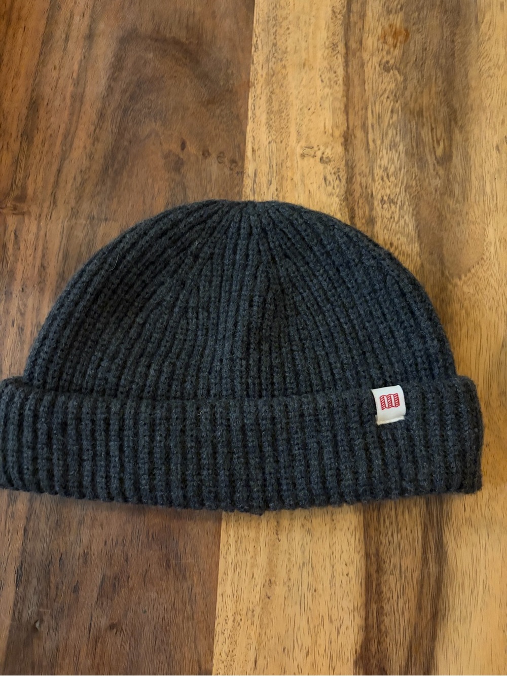 Topo Knit Beanie with Fold - Dark Charcoal